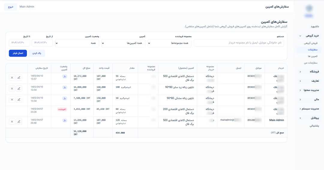 مدیریت سفارشات